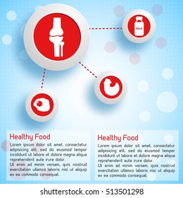 Proper nutrition infographic concept with product icons useful for human bones on light background vector illustration