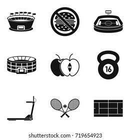 Proper nutrition for sport icons set. Simple set of 9 proper nutrition for sport vector icons for web isolated on white background