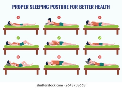 Postura adequada para dormir mantém a coluna vertebral alinhada Deite-se de costas com um travesseiro sob a cabeça e joelhos ou lateralmente com um travesseiro entre os joelhos Evite dormir do estômago