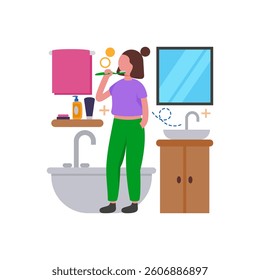 Proper Teeth Brushing Technique Vector Illustration