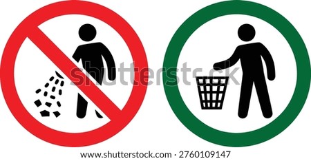 Proper waste disposal and littering prohibition signs
