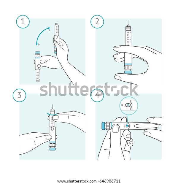 インスリンペンの使い方 簡単なイラスト のベクター画像素材 ロイヤリティフリー