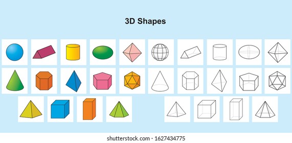 properties of 3d shapes. Geometric shapes 3D.
