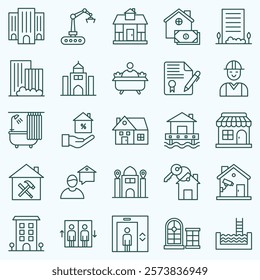 PROPERTIES AND BUILDING ICON SET