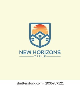 Properties - Building logo icon template. Sunset properties logo icon.
