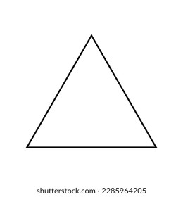 Eigenschaften des gleichseitigen Dreiecks in Mathematik. Drei Seiten mit gleicher Länge. Geometrische Form. Vektorgrafik einzeln auf weißem Hintergrund.