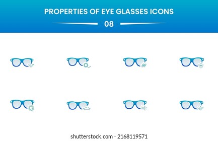 Properties Of Eyeglasses Gradient Blue Icon In Flat Style 