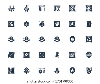 Properties of Fabrics and Clothes Icon Set in Glyph Style