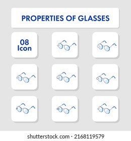 Properties Of Glasses Flat Icon Or Symbol In Blue Color.