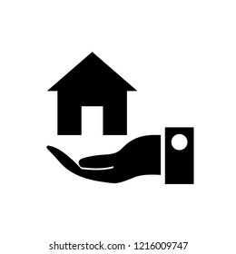 properties icon : home and hand