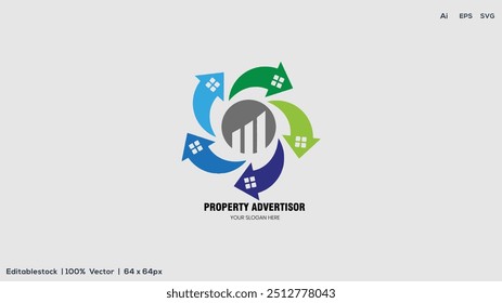 Diseño de logotipo de Ilustración vectorial de anunciante inmobiliario