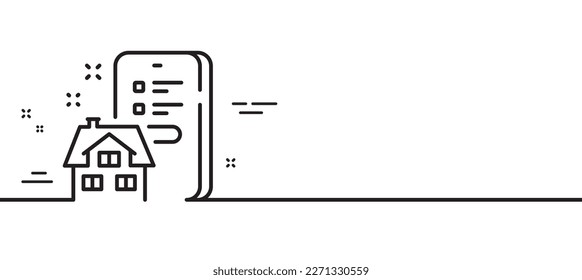 Property agency line icon. Real estate app sign. Realtor service symbol. Minimal line illustration background. Property agency line icon pattern banner. White web template concept. Vector