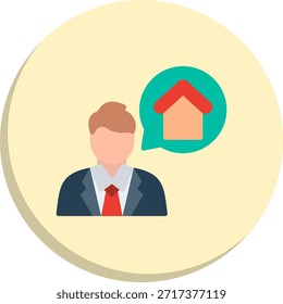 Icono de estilo de círculo plano de agente de propiedades
