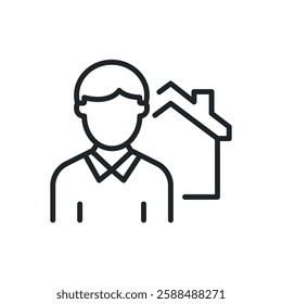 Property agent thin line icons. Perfect pixel on transparent background