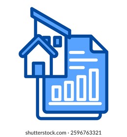 Property Analytics Icon in Blue Color Style. Simple Vector Design. Simple Vector Flat Icon