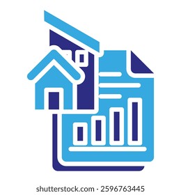 Property Analytics Icon in Glyph Dual Color Style. Simple Vector Design. Simple Vector Glyph Icon
