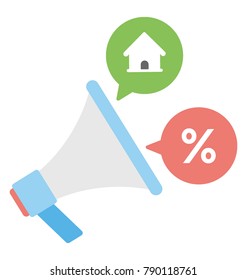 Property Announcement Flat Colored Icon
