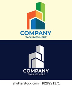 Property Building logo Template Design With Double Color