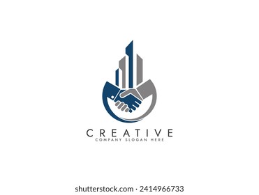 Property business logo with handshake vector