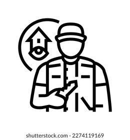 property caretaker repair worker line icon vector. property caretaker repair worker sign. isolated contour symbol black illustration