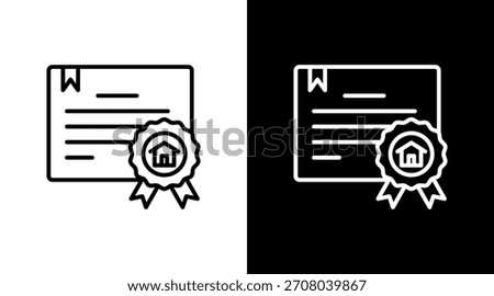 Property Certificate White Icon Set Design