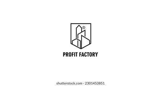 property company logo factory vector icon flat