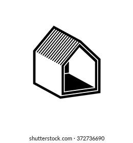 Property conceptual business vector icon, real estate emblem.  Building modeling and engineering projects abstract symbol. Simple house.