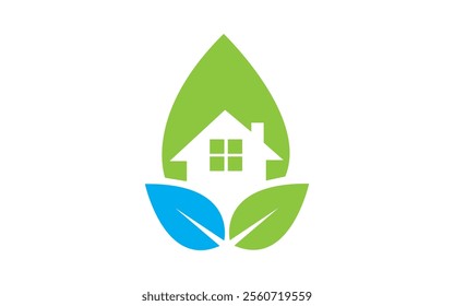 Property and Construction Logo design and home leaf icon
