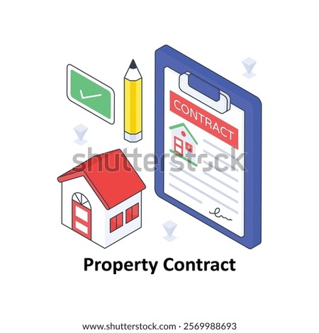 Property Contract isometric Colored illustration. EPS File stock illustration