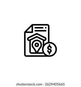 ícone e ilustração da estrutura de tópicos de pagamento do local do contrato de propriedade