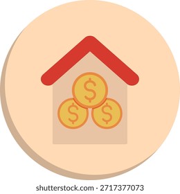 Icono de estilo de círculo plano de costo de propiedad