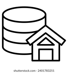 Property Database Icon line vector illustration