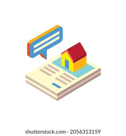 property deal isometric icon for business website,apps, and many more