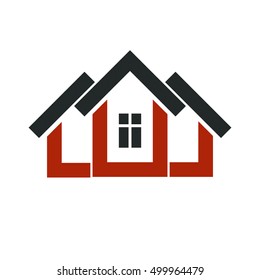 Property developer stylish icon, estate agency corporate symbol. Creative construction icon, vector house. Commercial building and designing theme.
