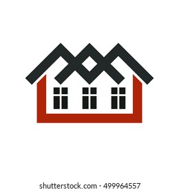 Property developer stylish icon, estate agency corporate symbol. Creative construction icon, vector house. Commercial building and designing theme.