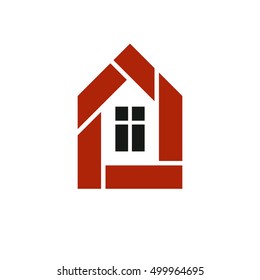 Property developer stylish icon, estate agency corporate symbol. Creative construction icon, vector house. Commercial building and designing theme.