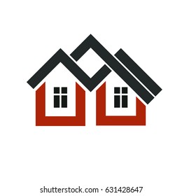 Property developer stylish icon, estate agency corporate symbol. Creative construction icon, vector house. Commercial building and designing theme.