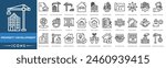 Property Development icon. Housing Project, Real Estate Development, Construction Site, Residential Community, Building Progress, Land Development, Blueprint Planning, Housing Expansion