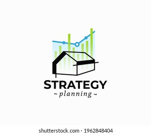 Diseño del logotipo de desarrollo de propiedades. Diseño de vectores de inversión inmobiliaria. Logotipo de planificación de la construcción