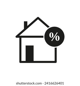 Property discount icon. House tax fee icon. Vector illustration. EPS 10.