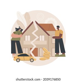 Property division abstract concept vector illustration. Divorce property agreement, division between spouses, separation process, lawyer service, legal equitable distribution abstract metaphor.