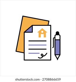 Ícone do documento de propriedade vetor stock com isolado no fundo branco ilustração