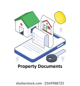 Property Documents isometric Colored illustration. EPS File stock illustration