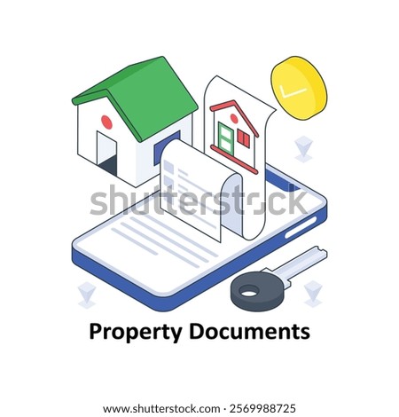 Property Documents isometric Colored illustration. EPS File stock illustration