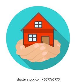 Property donation icon in flat style isolated on white background. Charity and donation symbol stock vector illustration.
