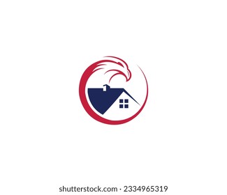 Property eagle house logo design with eagle real estate symbol vector template.
