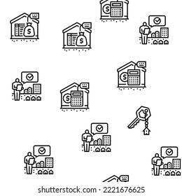 property estate home house real Vector Seamless Pattern Thin Line Illustration