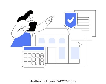 Property evaluator isolated cartoon vector illustrations. Professional property evaluator with client do real estate assessment, legal service, meeting with insurance specialist vector cartoon.