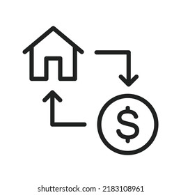 Property Exchange Icon Vector Image. Can Also Be Used For Real Estate. Suitable For Mobile Apps, Web Apps And Print Media.