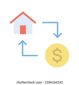 Property Exchange Icon Vector Image. Can Also Be Used For Real Estate. Suitable For Mobile Apps, Web Apps And Print Media.